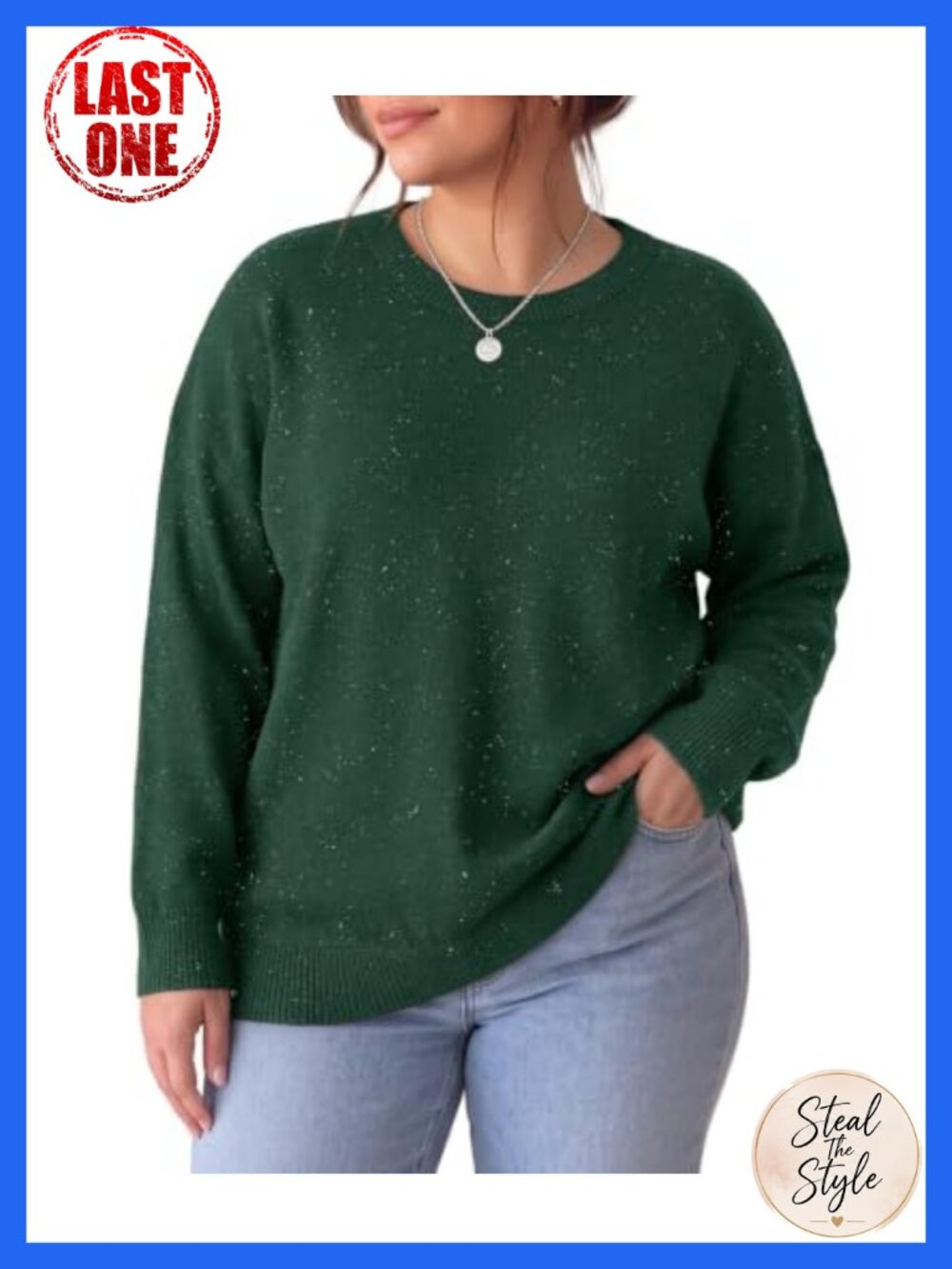 Plus Size Sparkly Tunic Sweater Crew Neck Long Sleeve Pullover
